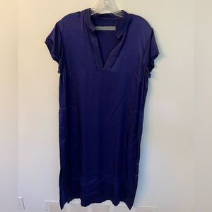 Miguel Allegra Navy Blue Silk Dress